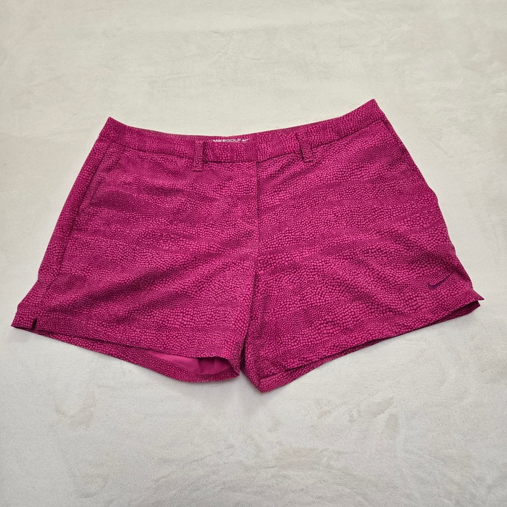 Nike Golf Dri-FIT Womens Pink Purple Mosaic‎ Pebble Print Sporty Shorts Size 8